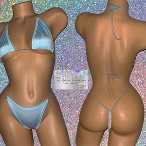 EXOTIC DANCEWEAR: Light Blue 2 piece Set